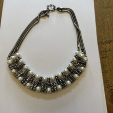 Marks & Spencer Silver, Faux Pearl And Beaded Statement Necklace