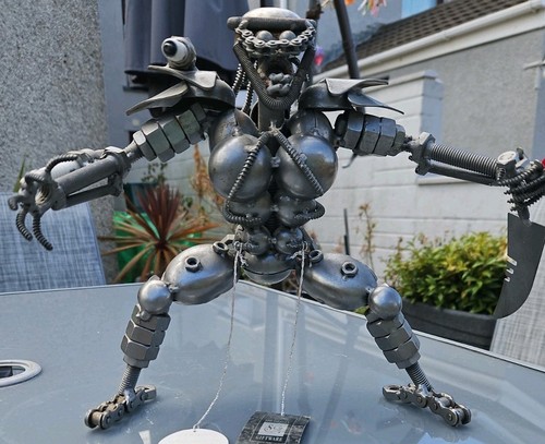 Handmade metal predator statue - handmade,