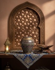 Wooden jar with Arabic