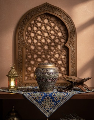 Wooden jar with arabic - wooden,