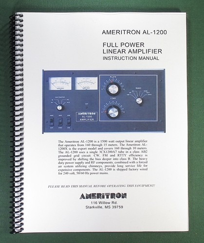 Ameritron 1200 instruction - ameritron, al-1200