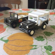 Vintage Triang /tonka Pressed Steel Landrovers/jeep 2-off