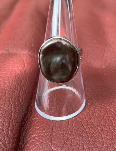 Natural black mabe pearl ring - natural,