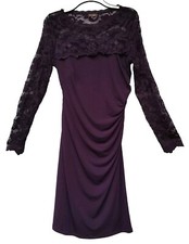 PHASE EIGHT 'Rhona' dress purple lace ruched pencil party wedding size 16