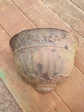 Vintage Edwardian  Cast Iron Wall Bird Bath Ornate Floral Design Robust