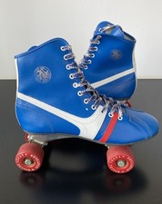 Vintage Official Roller Derby Skates With Urethane Wheels Blue Red White Size 6