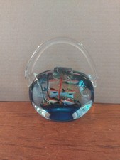 VINTAGE MURANO AQUARIUM PAPERWEIGHT HANDBAG/PURSE SHAPED, 12.5CMS TALL