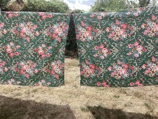 VGC Vintage Pair of Green /Pinks Multi Floral Rose bouquet Curtains/fabric