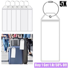 5PCS Cruise Ship Luggage Tags Holders Zip Pouch Keyring Steel Wire Cable Clear