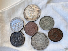 India George VI Set of Indian Coins  Rupees x2 , 1/2 Rupee x 2 and other coins