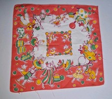 Vintage Children's Circus Printed Cotton Handkerchief 1950/60s unused