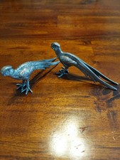 Pair Vintage Italian Silver Plated Pheasant Menu Holders or Place Holders