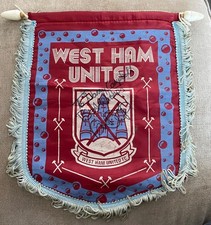 Vintage 1980s Football Pennant by Coffer - West Ham United, signed by Ian Bishop