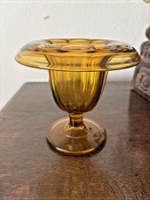Heavy Old Amber Glass Vase Art Deco