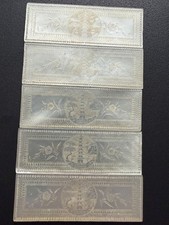 5 Antique Chinese Mother Of Pearl Gaming Counters Chips Tokens Figural Engraved