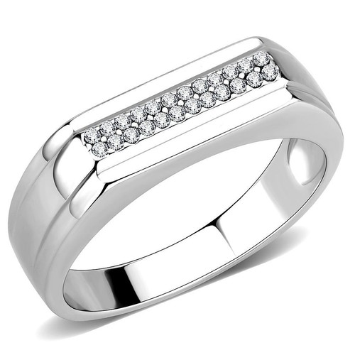 Mens silver signet ring - , pave