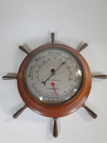 Vintage ships wheel - vintage, barometer