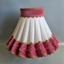 Vintage Chiffon Boudoir Lamp Shade Raspberry Cream Velvet Ruffles Pleated 28cm