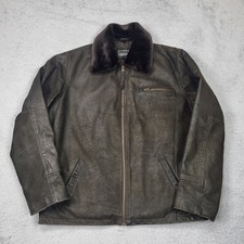 Aviatrix Flying Jacket Mens XXL Dark Brown Leather Faux Fur Collar Biker 