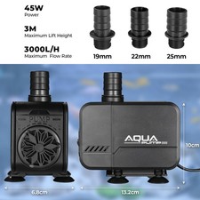 45W Submersible Aquarium Pump – Adjustable Flow 3000LH Pond Fountain Rock Garden