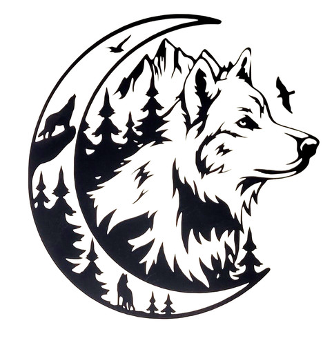Wolf moon dog - moon, wildlife