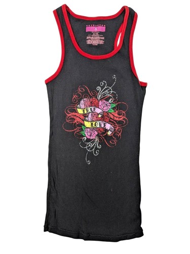 True love graphic black tank - graphic,