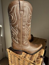 Durango Women's Cowboy Boots, UK Size 6 Soft Brown Leather, Ornate Stitching
