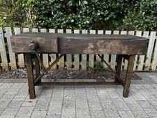 Vintage Wooden Carpenters Work Bench with Vice