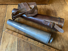 Vintage Conical Pewter Hunting Flask and Beautiful Quality Leather Case - super