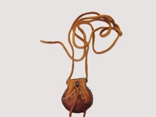 Deerskin Leather Medicine Bag, Native American Necklace Pouch, Handcrafted,  2"