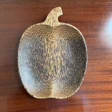 Wooden Apple Trinket/Fruit Shallow Dish Home Decor 8” x 6” 