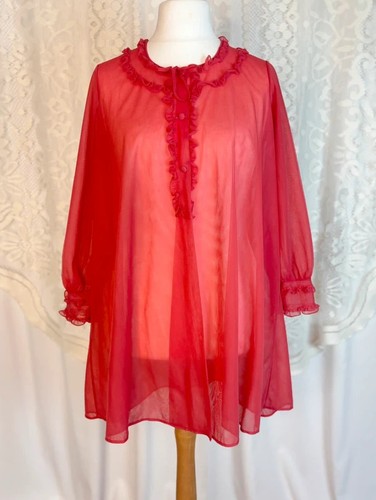1960s red peignoir housecoat