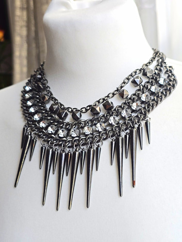 Chunky gunmetal statement bib - statement,