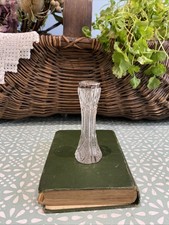 Antique Edwardian Cut Glass Bud Vase with Hallmarked Silver Rim 10 Cm  Tall