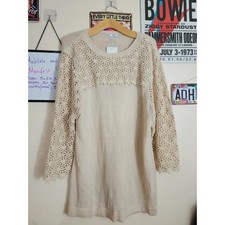 Cotton traders long lightweight beige lace tunic top jumper or dress size 18 20