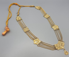 Asian Pakistani Indian Jewellery Necklace Gold Tone Vintage Multi Strand Chain