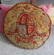 Antique Victorian Hand Embroidered beaded tapestry cushion RARE find