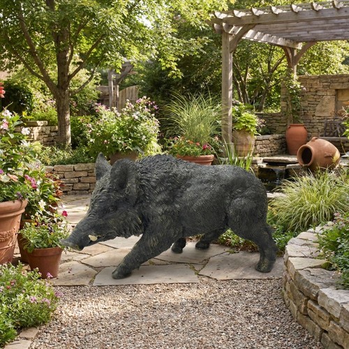 Wild boar garden statue - 21.26",