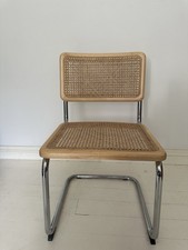 Kenton Dining Chair, Chrome Frame With Stained Wood And Cane Seat & Backrest