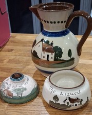 Vintage Watcombe Torquay Devon Motto Ware Teapot no lid & Sugar Bowl & Ink Well