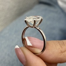 Diamond Marquise Ring VS1 E 3 carat Solitaire Lab created 18k White Solid Gold