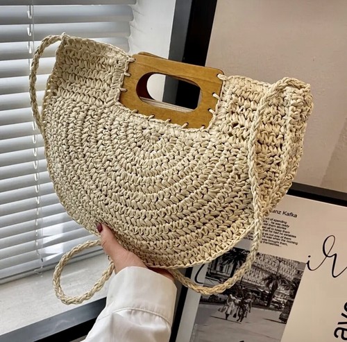 New cream handwoven raffia - new,