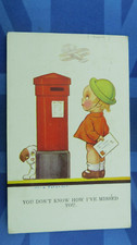 Vera Paterson Comic Postcard 1934 Red Pillar Post Box Air Mail Aviation Theme