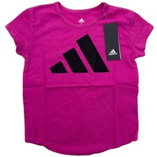 Bright Pink Adidas Logo Shirt; Girls, Size 5