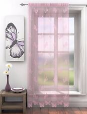 NOVA LACE BUTTERFLY VOILE CURTAIN PANEL SLOT TOP HEADER ~ Many Colours & Sizes