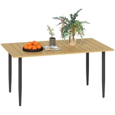 Outsunny 150x90cm Brown Garden Table w/ Parasol Hole, Refurbished