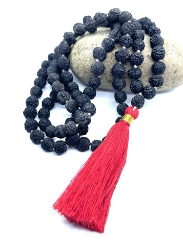 Rudraksha mala dark beads - rudraksha,