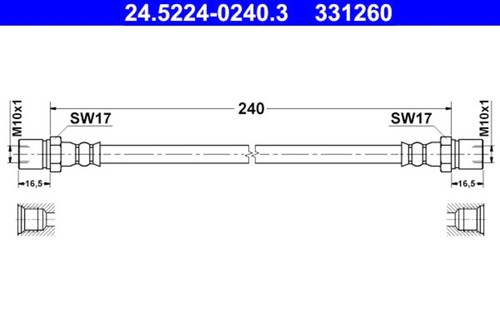 Brake hose ate fits - hose,