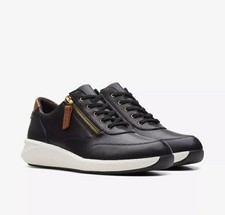Clarks Ladies Unstructured * Un Rio Zip * Black Leather  Trainers UK 6 D
