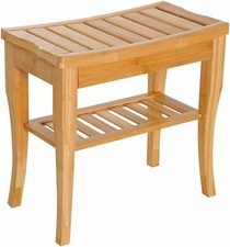 Slatted Bamboo Shower Bench